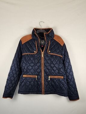 Vince Camuto Quilted Puffer Jacket Navy Blue Size XL